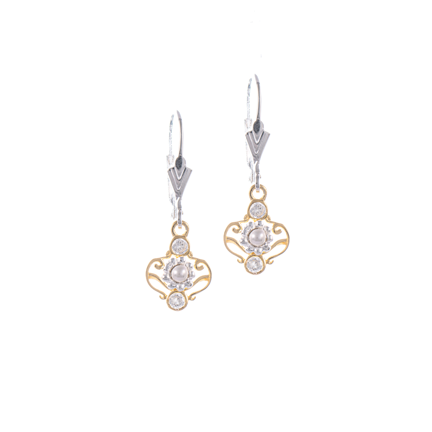 Ohrringe 925 Silber teilvergoldet Zirkonia weiss
