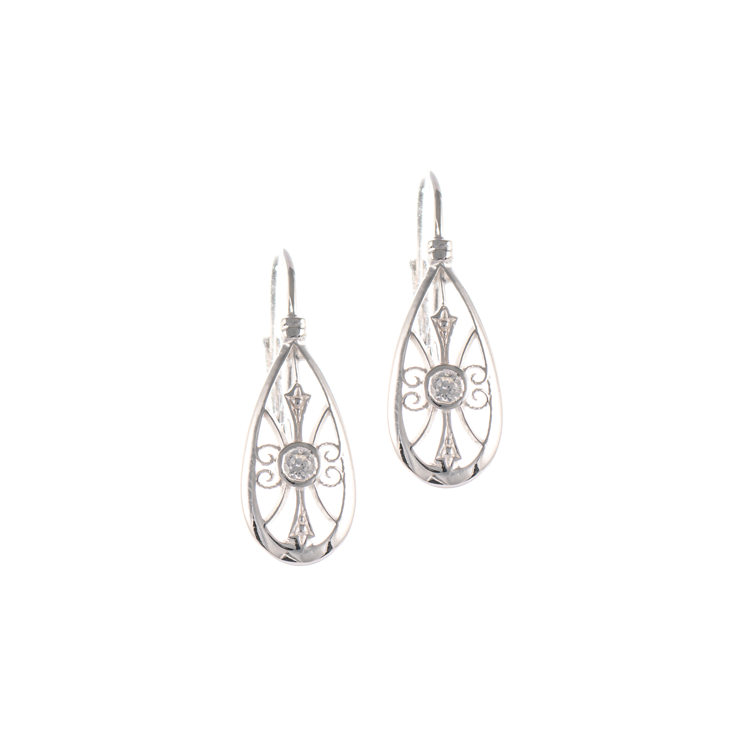 Ohrringe Bouton 925 Silber Zirkonia