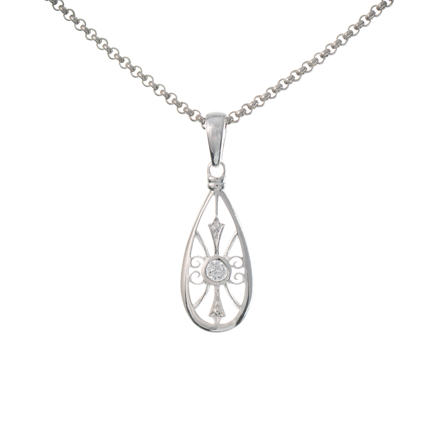 Anhänger mit Kette 925 Silber Zirkonia
