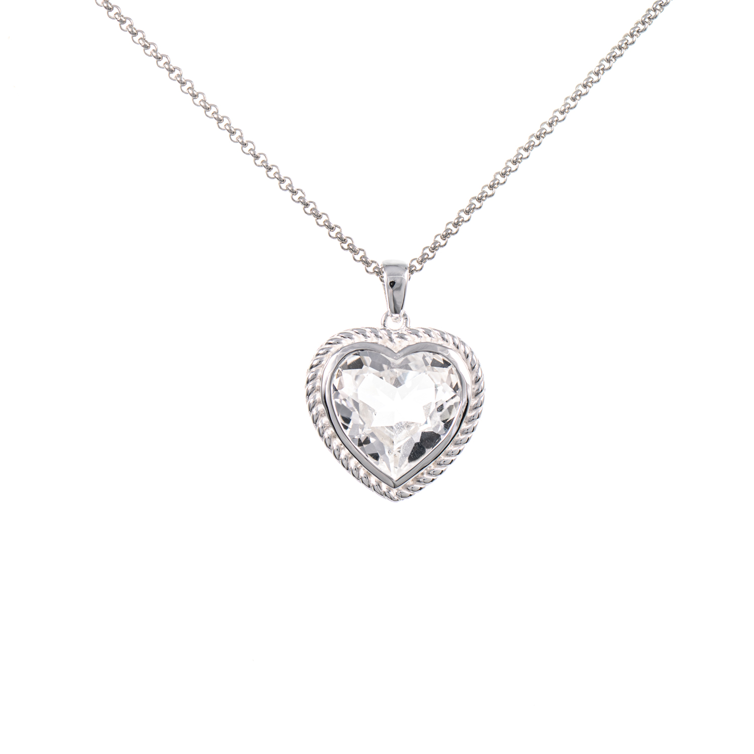 Anhänger Herz geschliffen mit Kette 925 Silber Zirkonia