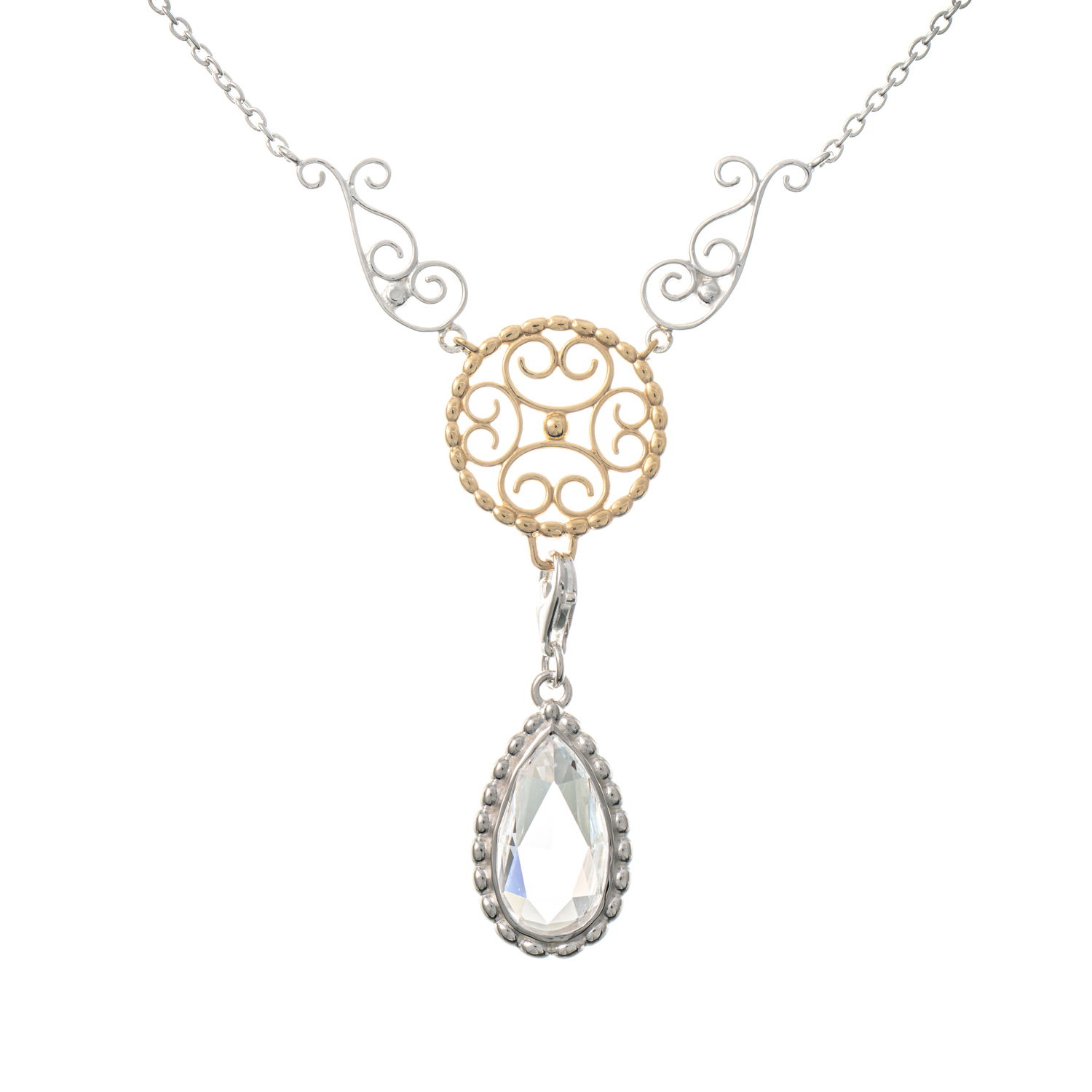 Collier Signature 925 Silber teilvergoldet mit wechselbarem Stein