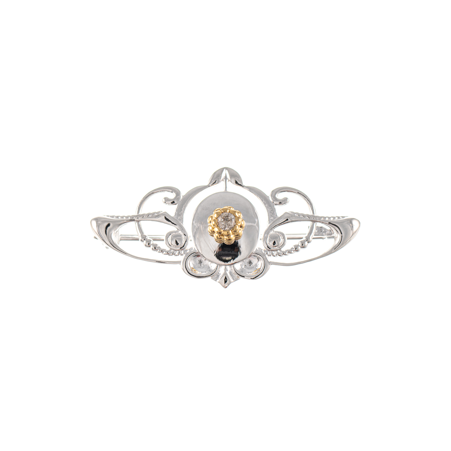 Brosche 925 Silber teilvergoldet Zirkonia
